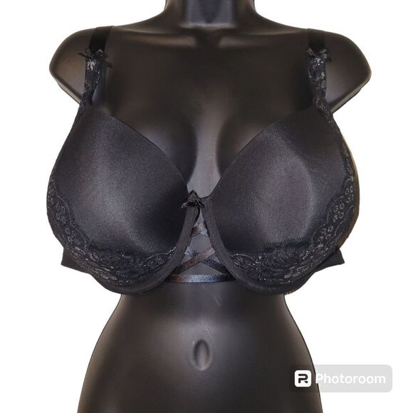 Cacique black and silver bra size 44 DDD - Picture 1 of 5